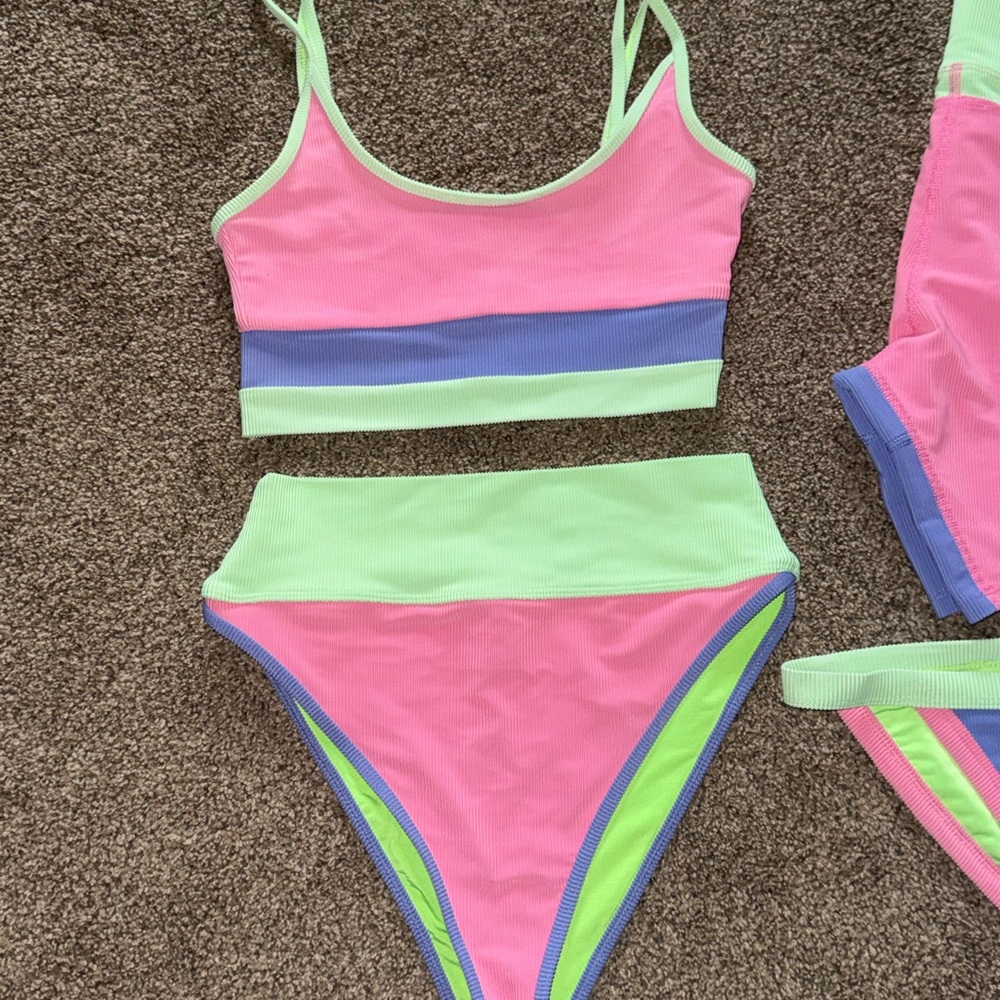 Beach Riot Neon Bikini and Shorts Set - Picture 3 of 11